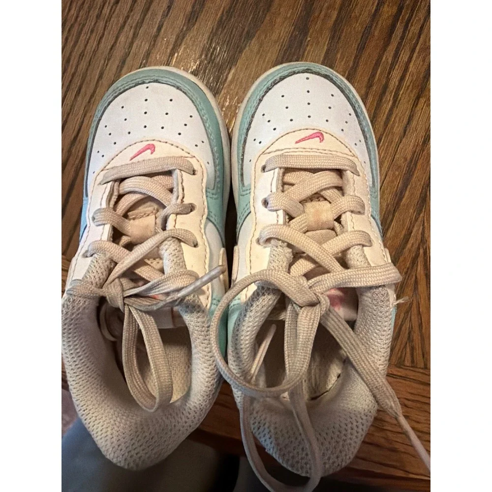 Nike Air Force 1 Low Glacier Blue White Pink Toddler Shoes FJ3486-300 Size 7C